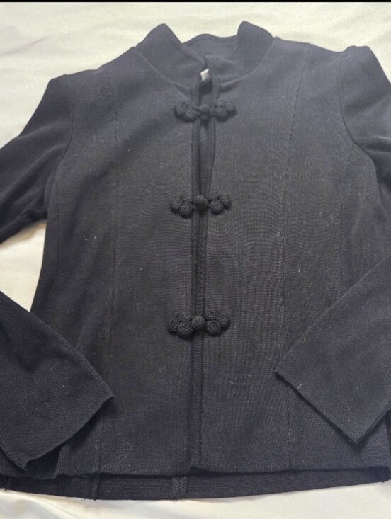 Peruvian Connection Jackets & Blazers - Peruvian Connection M Women’s Black Mandarin Collar Knit Jacket